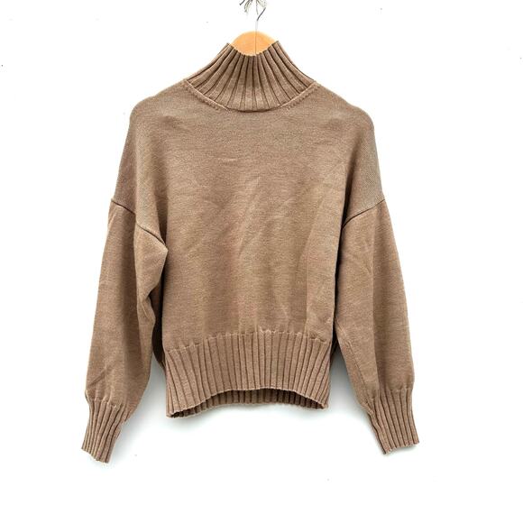 Her The Label Stockholm Sweater Turtleneck Long Sleeve Brûlée Tan Camel Wool - Picture 4 of 9